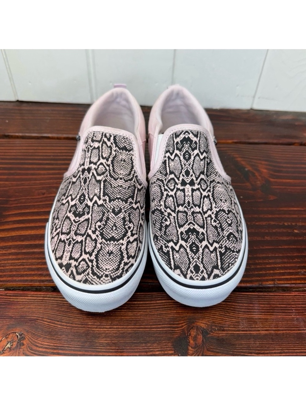 Vans Asher Deluxe Snake Skin Print Lifted Slip On Shoes